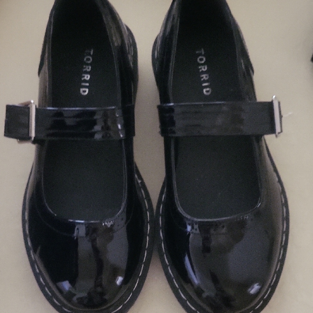 Torrid Shiny Black Mary Janes